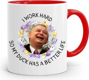 Piros Vicces Bögre Jaroslaw Kaczynski fényképes nyomattal