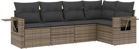 vidaXL 5 részes szürke polyrattan kerti ülőgarnitúra párnákkal