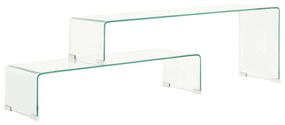 kétrészes edzett üveg dohányzóasztal 90x30x20/110x30x40 cm