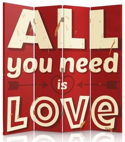 Gario Paraván All you need is love Méret: 145 x 170 cm, Kivitelezés: Forgó paraván 360°