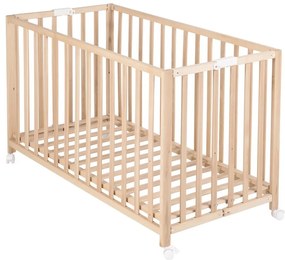 Natúr színű összecsukható gurulós babaágy 60x120 cm Fold up – Roba