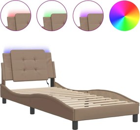 vidaXL cappuccino színű ágykeret LED-ekkel matrac nélkül Zadar 90x190 cm