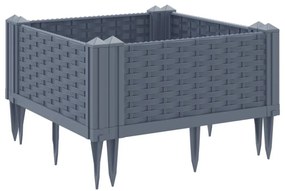 szürke PP kerti virágláda cövekekkel 42,5 x 42,5 x 28,5 cm
