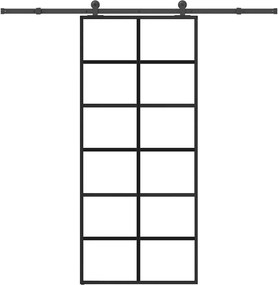 vidaXL ESG üveg és alumínium tolóajtó fémszerelvény-szettel 90x205 cm