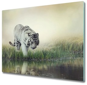 Üveg vágódeszka fehér tigris 60x52 cm