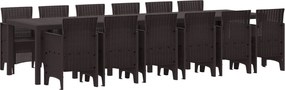 vidaXL Kert étkező szett 13 pcs Barna Polt rattan