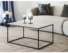 Vita dohányzóasztal travertin hatású, fekete kerettel, 90x60x45 cm