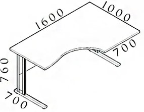 Visio ergonomikus asztal 160 x 100 cm, jobb, dió