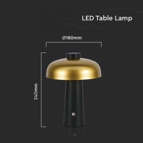 LED Dimmelhető Asztali lámpa tölthető LED/3W/5V 3000-6000K 1800 mAh fekete/arany