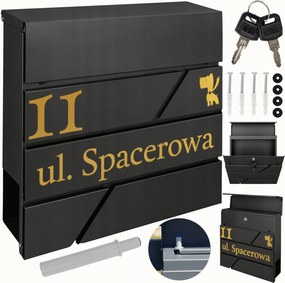 Fekete Posta- És Újságtartó Doboz Arany Minta