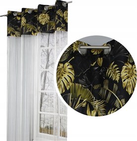 Függöny Spagetti 150x250 cm Fehér spagetti Fekete Arany Levelek