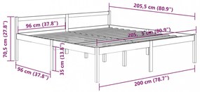 mézbarna tömör fenyőfa ágy időseknek 200 x 200 cm