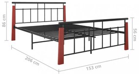 fém és tömör tölgyfa ágykeret 140 x 200 cm
