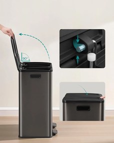 SONGMICS szelektív konyhai szemetes, 2 x 30 L, lágy záródás, palaszürke