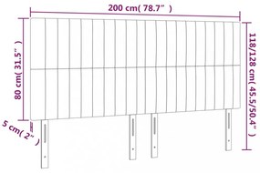világosszürke szövet LED-es fejtámla 200x5x118/128 cm