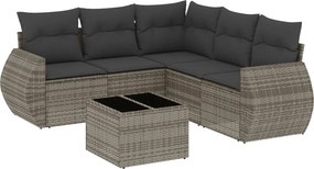 vidaXL 6 részes szürke polyrattan kerti ülőgarnitúra párnákkal