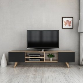 [en.casa] TV-állvány Assens 40x160x31 cm forgácslap műanyag tölgy fekete