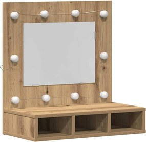 vidaXL Tükörszekrény polcokkal Artisan tölgy 60 x 31,5 x 62 cm Faanyag