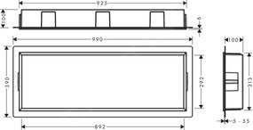 Hansgrohe XtraStoris Original, fali fülke kerettel, 300x900x100 mm, matt fekete, HAN-56067670