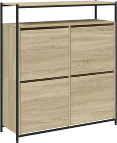vidaXL sonoma tölgy cipőszekrény 4 kihajtható fiókkal 100x34x112 cm