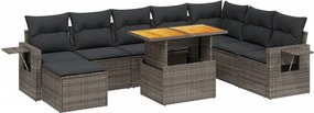 vidaXL 9 részes szürke polyrattan kerti ülőgarnitúra párnákkal