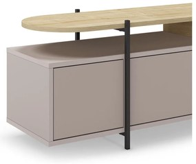 Szürke-bézs TV-állvány tölgyfa dekorral 160x48 cm Hinoa – Marckeric