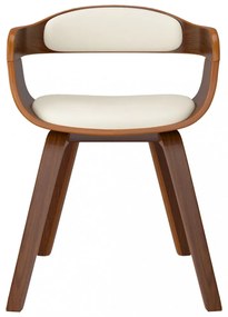 vidaXL 2 db krémszínű műbőr és hajlított fa étkezőszék