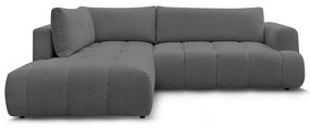 Sötétszürke kinyitható-tárolóhelyes sarokkanapé (bal oldali-L alakú) Fuji – Bobochic Paris