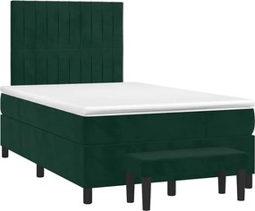 vidaXL sötétzöld bársony rugós ágy matraccal 120x190 cm