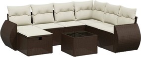 vidaXL 8 részes barna polyrattan kerti ülőgarnitúra párnákkal