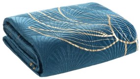 Tervező ágytakaró LOTOS kék arany motívummal Szélesség: 170 cm | Hossz: 210 cm