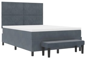 Boxspring ágy matraccal és paddal Sötétszürke 140x200 cm Bársony