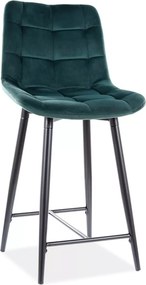 Bárszék CHIC VELVET fekete lábakkal, sötétzöld