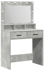 Sminkasztal LED Fényekkel Beton Szürke 79x41x135 cm