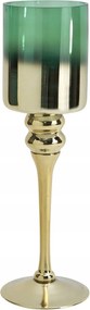 Üveg gyertyatartó arany zöld 35 cm JK0190
