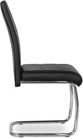 Szánkótalpas Étkezőszék Fekete Eco-bőr Kárpittal. EDER