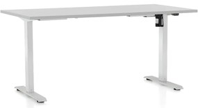 Állítható magasságú asztal OfficeTech A, 160 x 80 cm, fehér alap, világos szürke