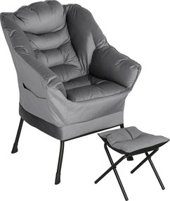 HOMCOM Fotel Szett Lábpihentővel a Nappaliba, Fotel Háttámlával, Karfákkal és 2 Oldalzsebbel Vellut Hatású Anyagból, PP Pamutból és Acélból, 80x78x100