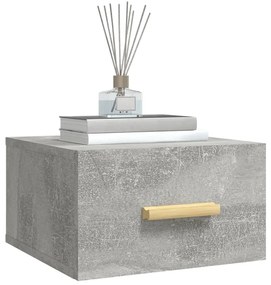 2 db betonszürke falra szerelhető éjjeliszekrény 35x35x20 cm