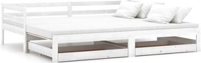 vidaXL fehér tömör fenyőfa kihúzható kanapéágy 2 x (90 x 200) cm