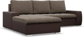 Toronto sarokkanapé, 2 ágyneműtartóval, fonott + műbőr, baloldali, barna