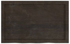 sötétbarna kezelt tömör fa fürdőszobai pult 80x50x(2-4) cm