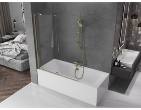 Mexen Velar, 2 szárnyas eltolható kádparaván 130 x 150 cm, 8mm átlátszó üveg, arany fényes profil, 896-130-000-01-50