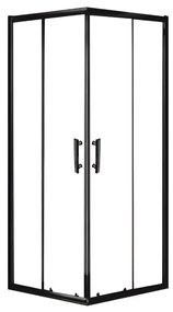 Stuxi Delhi Black 80x80 cm szögletes két tolóajtós zuhanykabin 6 mm vízlepergető biztonsági üveggel, fekete elemekkel, 190 cm magas