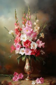 Vászonkép Canvas Dekoráció Váza Virágok Gladiole Kardok 40x60