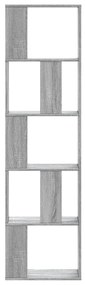 5 szintes szürke sonoma szerelt fa könyvespolc 45x23,5x162,5 cm