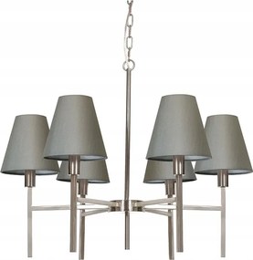 Szálcsiszolt nikkel csillár szürke lámpaernyőkkel a nappaliba 6 pont Elstead