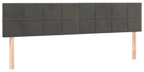 sötétszürke bársony LED-es fejtámla 180x5x78/88 cm