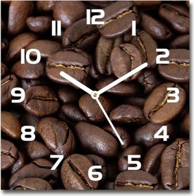 Óra edzett üvegből Kávébab 30x30 cm