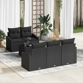 Kerti Kanapé Szett párnával 6 pcs Fekete 55 x 55 x 37 cm